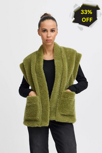 ICHI : Gizla Teddy Gilet - Green