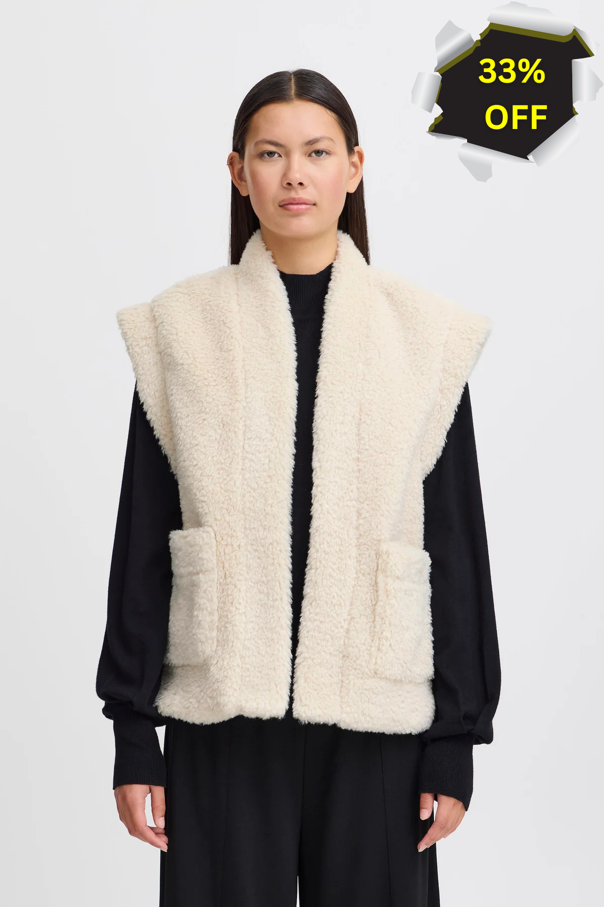 ICHI : Gizla Teddy Gilet - Birch