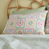 CATHERINE LANSFIELD Crochet Print Duvet Cover Set - Green