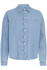 ICHI Harcher Women's Denim Shirt - Light Blue