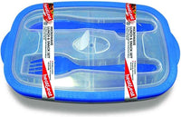 HEAT & EAT : Lunch Box, Clear, with Red/Blue Trim 0.5L