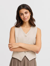 FRANSA Abigail V-Neck Waistcoat - Natural