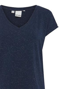 ICHI : Rebel SS V-Neck Top - Navy