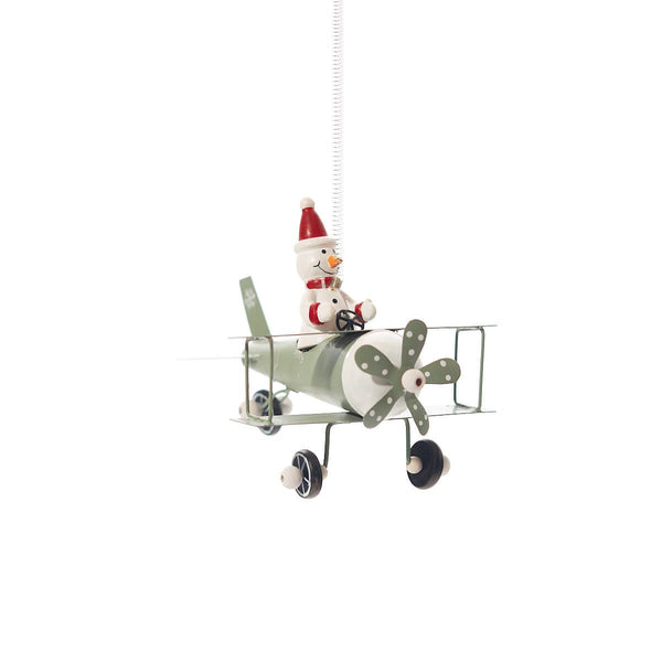 LANGS Christmas Metal Snowman in Plane Spring Hanger