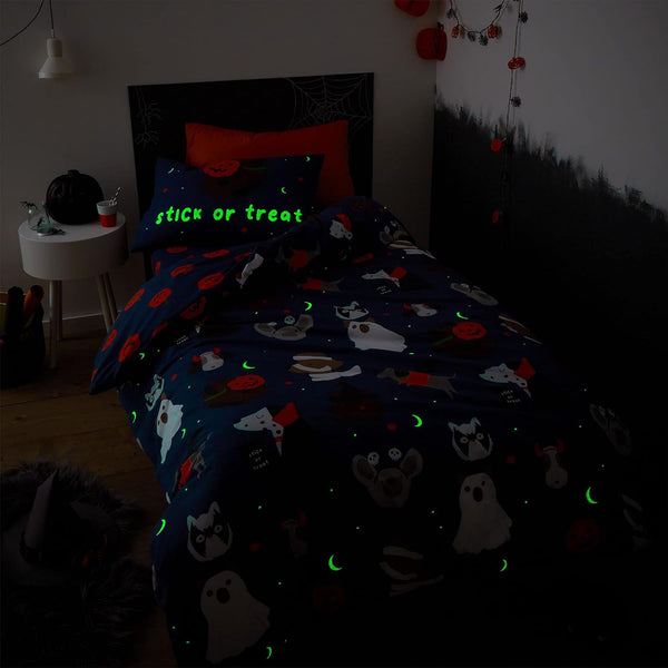 CATHERINE LANSFIELD : Halloween Dogs Glow in The Dark Duvet Set