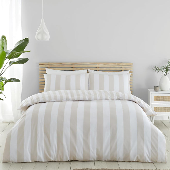 CATHERINE LANSFIELD Cove Stripe Duvet Cover Set - Natural