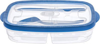 HEAT & EAT : Lunch Box, Clear, with Red/Blue Trim 0.5L