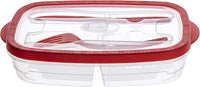 HEAT & EAT : Lunch Box, Clear, with Red/Blue Trim 0.5L