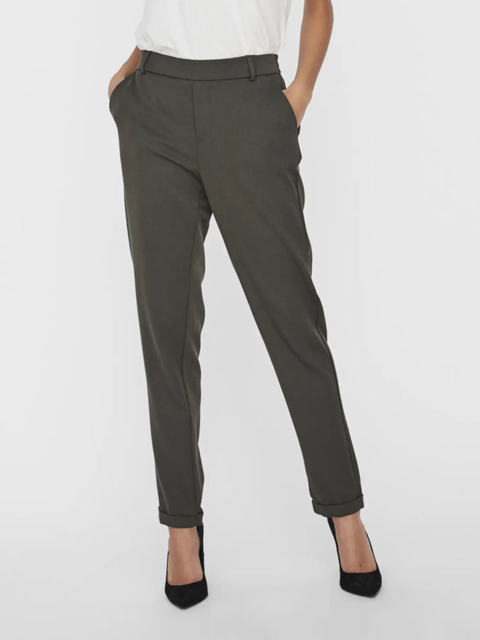 VERO MODA Maya Mid Waist Trousers - Khaki