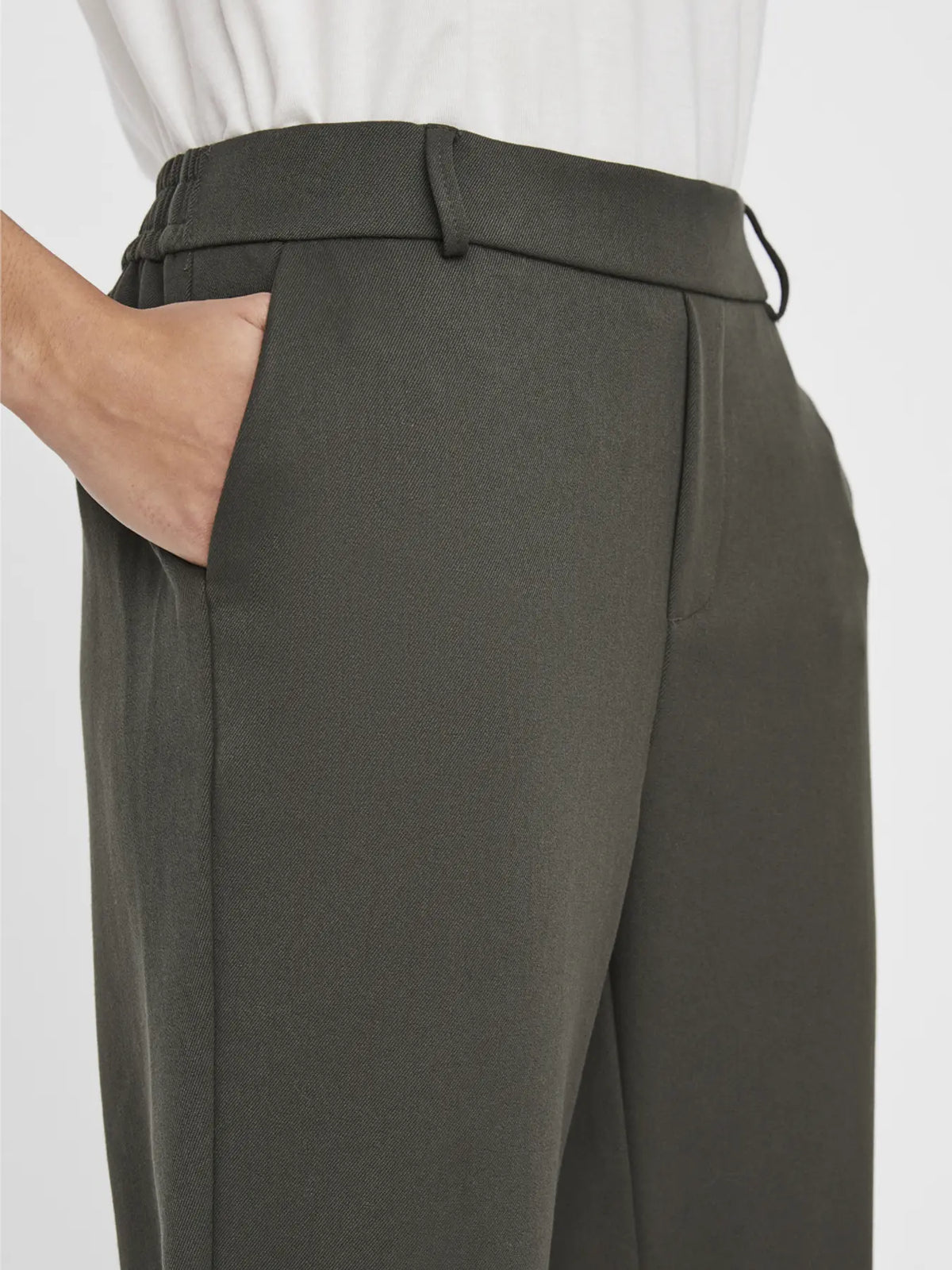 VERO MODA Maya Mid Waist Trousers - Khaki