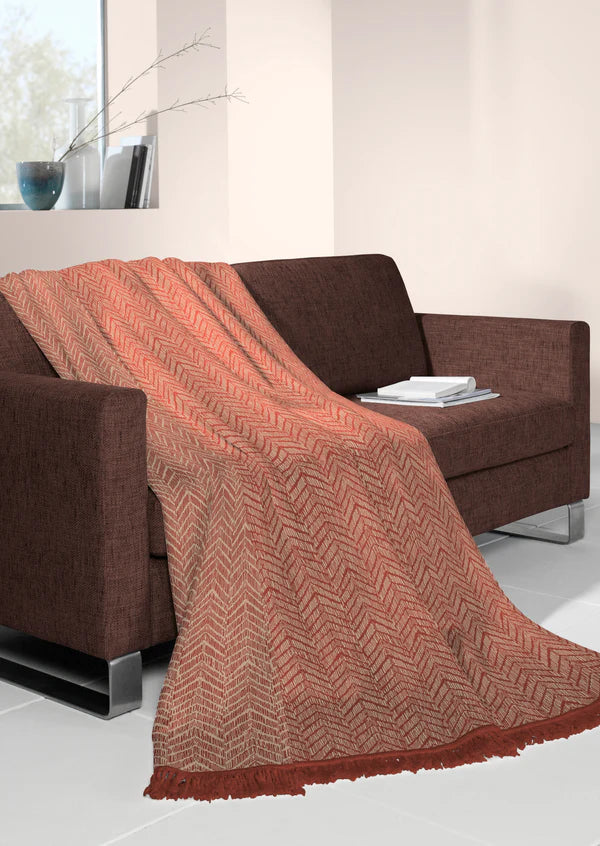 BIEDERLACK : Cotton Home - Chevron Terracotta Throw - 140x180