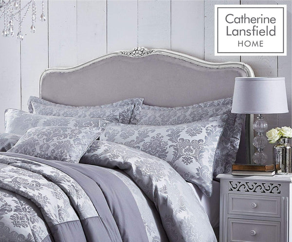 CATHERINE LANSFIELD : Damask Jacquard Quilted PillowSham Pair - Silver