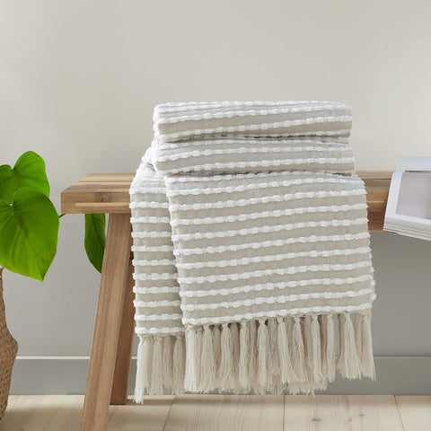 CATHERINE LANSFIELD : Stab Stitch Blanket Throw - Natural