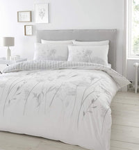 CATHERINE LANSFIELD Meadowsweet Floral Duvet Cover Set - White/Grey