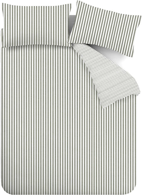 CATHERINE LANSFIELD Brushed Cotton Stripe Reversible Duvet Cover Set