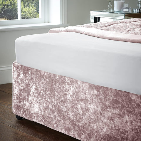 CATHERINE LANSFIELD Crushed Velvet Elasticated Divan Base Wrap - Blush Pink