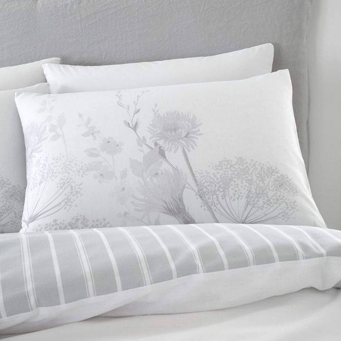 CATHERINE LANSFIELD Meadowsweet Floral Duvet Cover Set - White/Grey