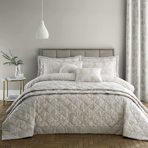 CATHERINE LANSFIELD Classic Damask Natural Bedspread - Cream