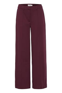 ICHI : Kate Wide Leg Trouser - Burgundy