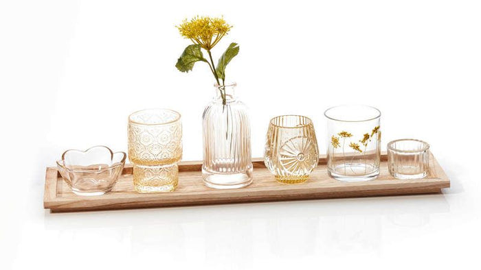 LANGS : Paulownia Wooden Tray with Vase and Candle Holders