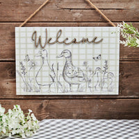 LANGS : Sketchy Duck Welcome Wooden Plaque