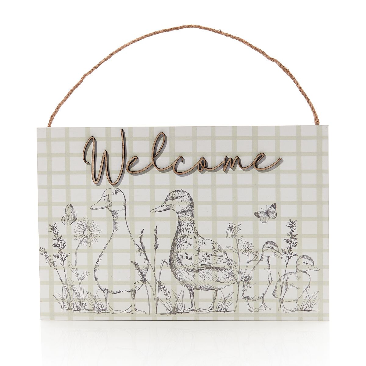 LANGS : Sketchy Duck Welcome Wooden Plaque