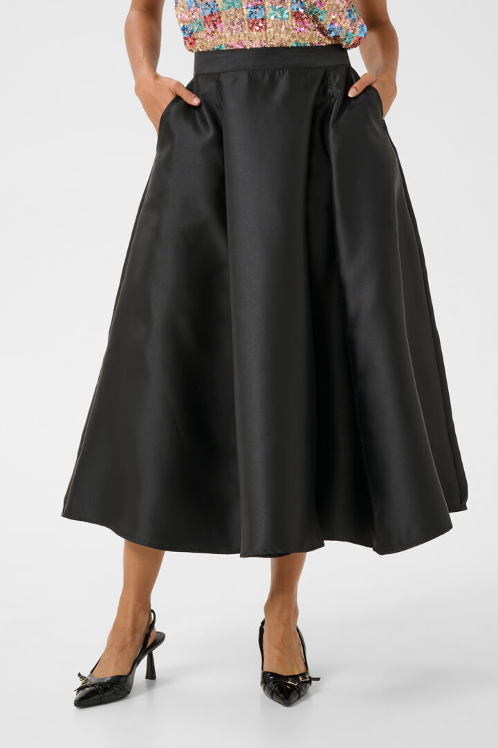 CULTURE Tafta A-Line Skirt with Pockets - Black