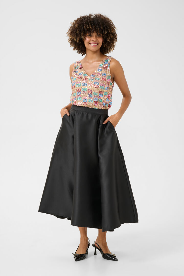 CULTURE Tafta A-Line Skirt with Pockets - Black