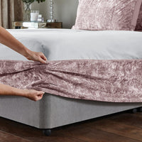 CATHERINE LANSFIELD Crushed Velvet Elasticated Divan Base Wrap - Blush Pink