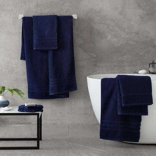 CATHERINE LANSFIELD : Zero Twist Cotton Towel - Navy (Available in 3 Sizes)