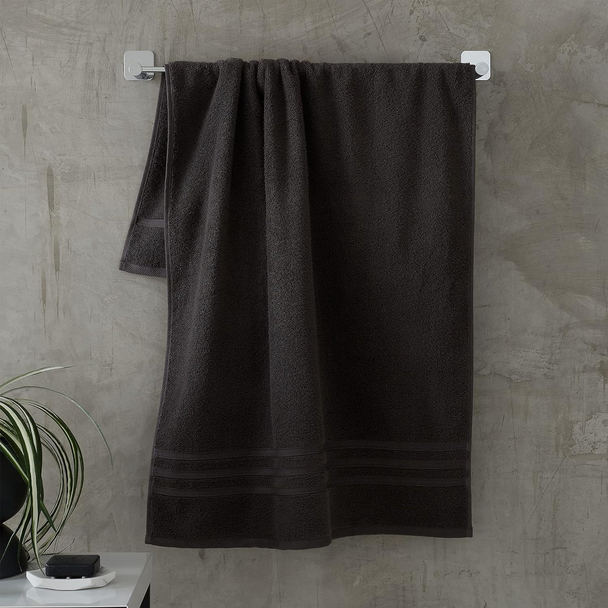 CATHERINE LANSFIELD : Zero Twist Cotton Towel - Charcoal (Available in 3 Sizes)