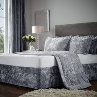 CATHERINE LANSFIELD Crushed Velvet Elasticated Divan Base Wrap - Silver