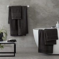 CATHERINE LANSFIELD : Zero Twist Cotton Towel - Charcoal (Available in 3 Sizes)