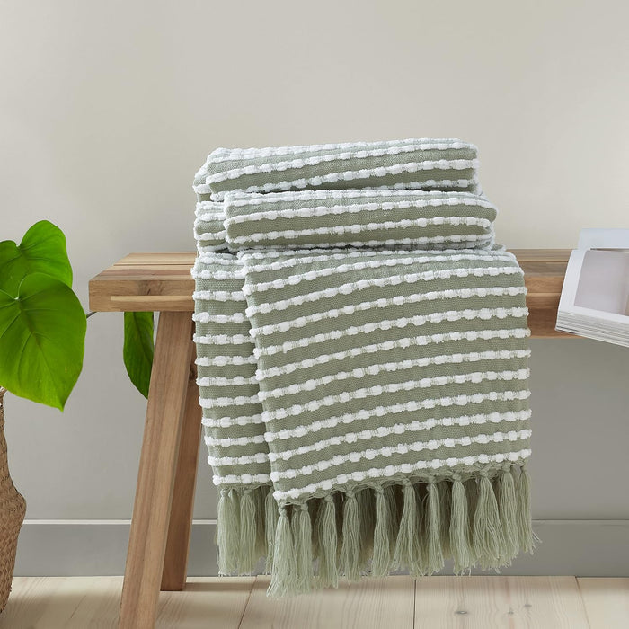 CATHERINE LANSFIELD : Stab Stitch Blanket Throw - Sage