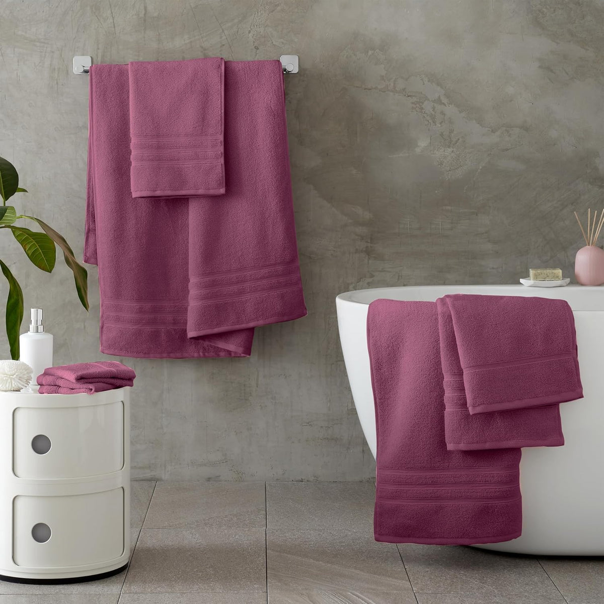 CATHERINE LANSFIELD : Zero Twist Cotton Towel - Raspberry (Available in 3 Sizes)