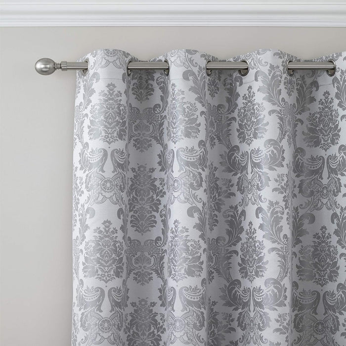 CATHERINE LANSFIELD : Damask Jacquard Eyelet Curtains - Silver