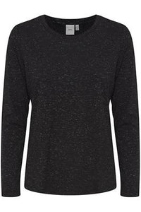 ICHI : Rebel Long Sleeve Top - Black