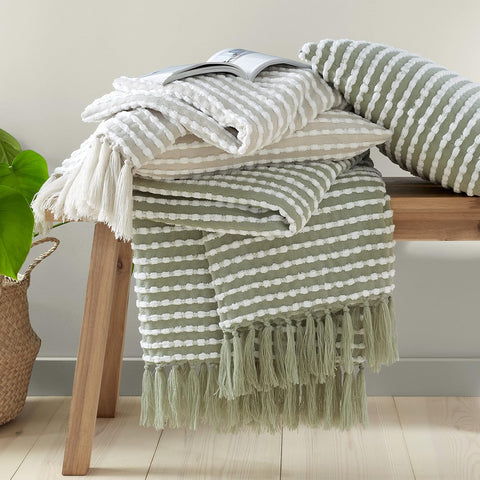 CATHERINE LANSFIELD : Stab Stitch Blanket Throw - Sage