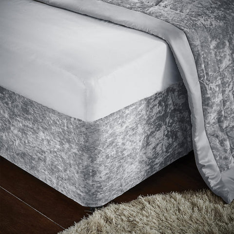 CATHERINE LANSFIELD Crushed Velvet Elasticated Divan Base Wrap - Silver