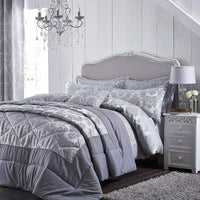 CATHERINE LANSFIELD Damask Jacquard Duvet Cover Set - Silver