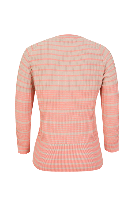 VILA JOY : Alvi Striped 3/4 Sleeves Jumper - Coral