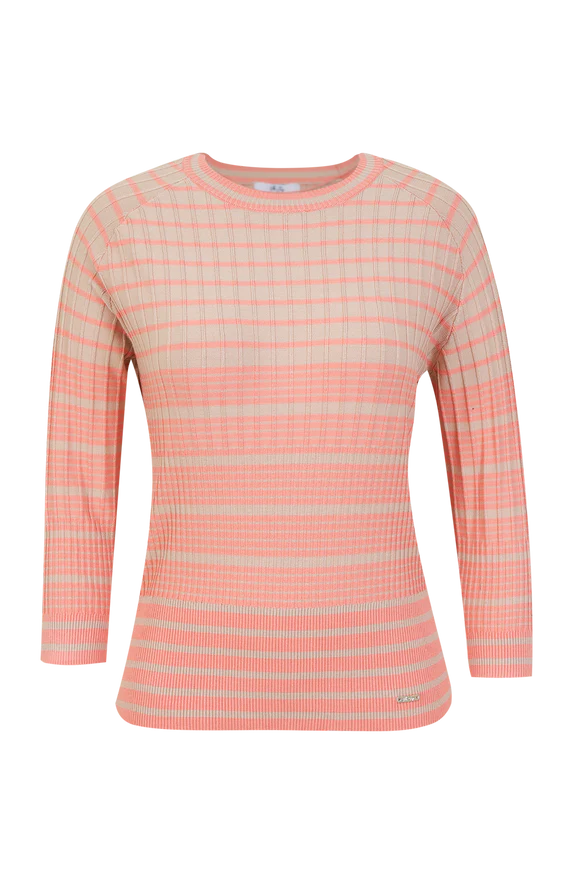 VILA JOY : Alvi Striped 3/4 Sleeves Jumper - Coral