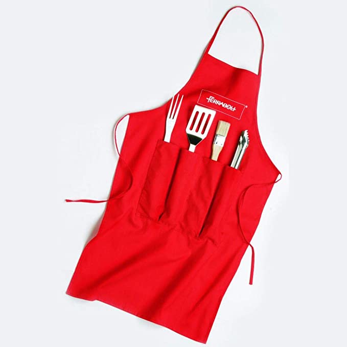 FERRABOLI : Barbecue Red Apron and Utensils Set