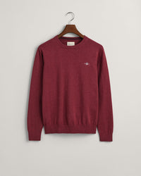 GANT : Classic Cotton Crew Neck - Bordeaux Melange