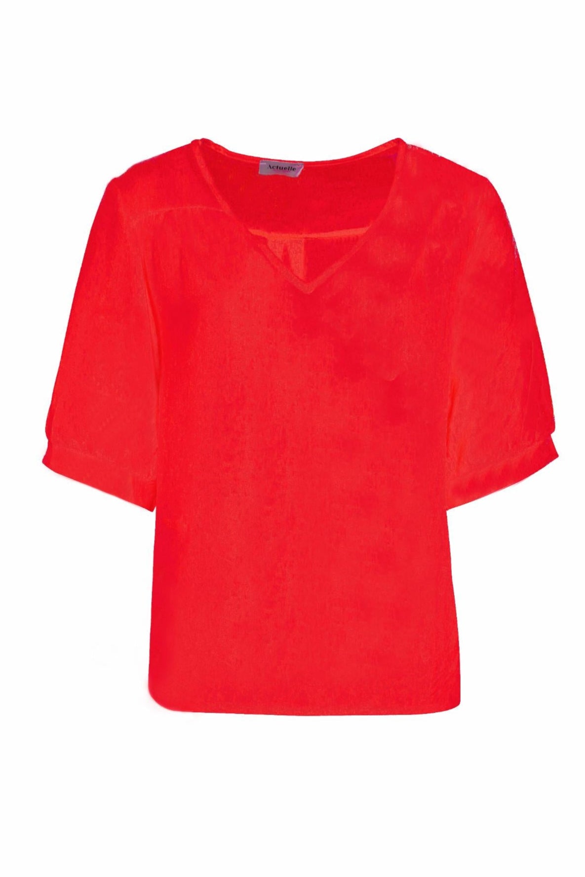 ACTUELLE V-Neck Blouse - Red