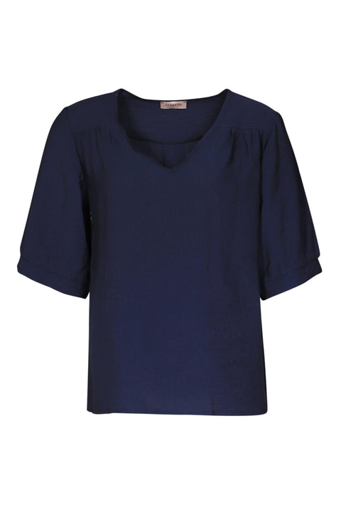 ACTUELLE V-Neck Blouse - Navy