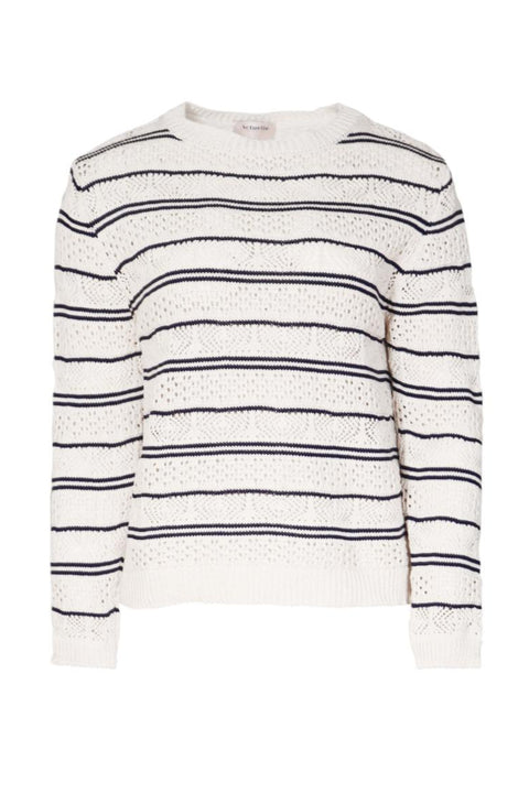 ACTUELLE Open-Knit Striped Jumper - Navy