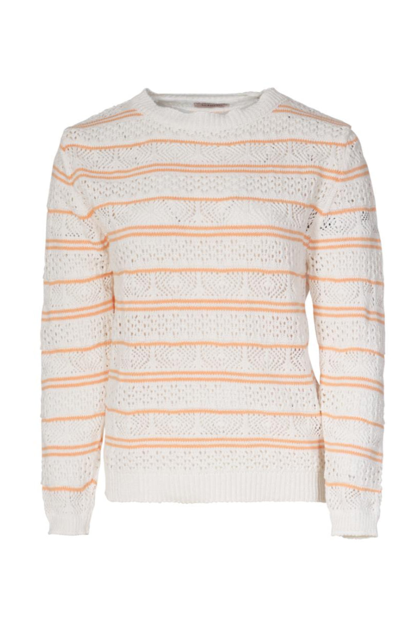 ACTUELLE Open-Knit Striped Jumper - Peach