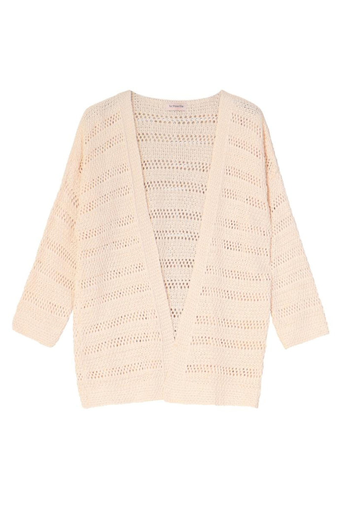 ACTUELLE Open-Knit Cardigan - Natural