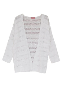 ACTUELLE Open-Knit Cardigan - White